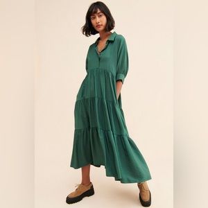 English Factory Green button up dress